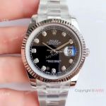 Noob Factory Swiss 3235 V3 Replica Rolex Datejust 41mm Watch Fluted Bezel Black Face